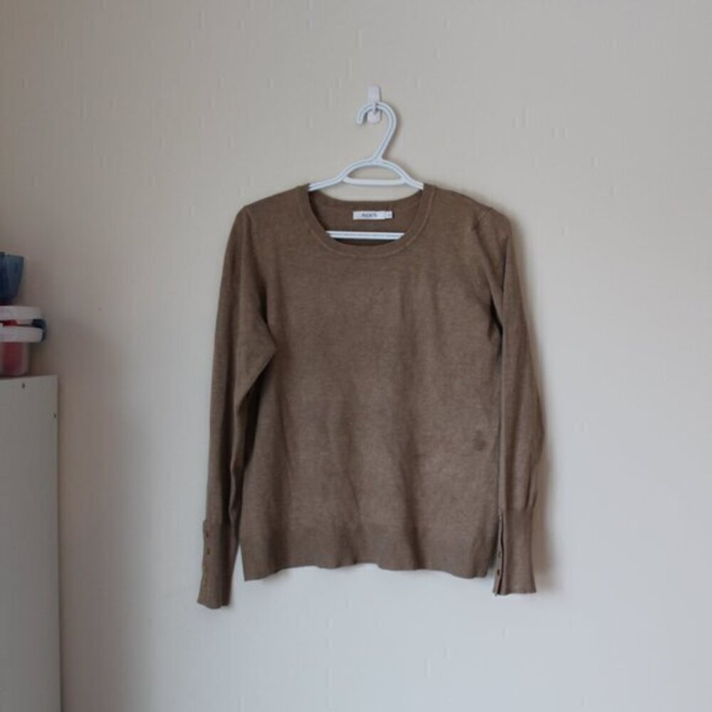 Large Brown Ricki's Sweater with Button Sleeve Detail